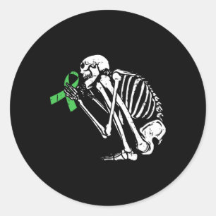 Skeleton Grönt Ribbon Mental Health Awareness Warr Runt Klistermärke