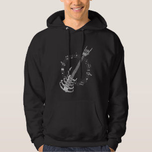 Skeleton Guitar Älskare Rock musik Fläkt Hoodie