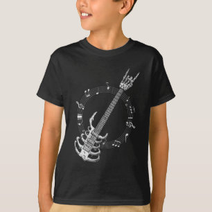 Skeleton Guitar Älskare Rock musik Fläkt T Shirt