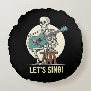 Skeleton Guitar - "Låt oss Sjungan!" Musical Skele Rund Kudde