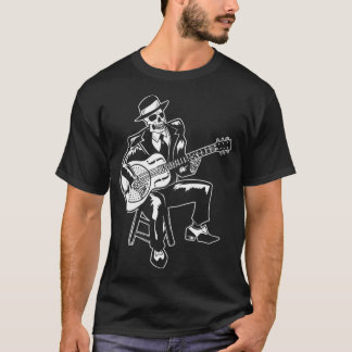 Skeleton Guitar Player Bluesman Vintage Blues T Shirt