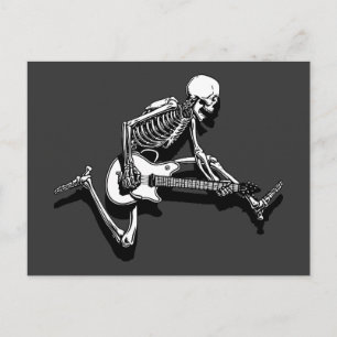 Skeleton Guitarist Jump Vykort