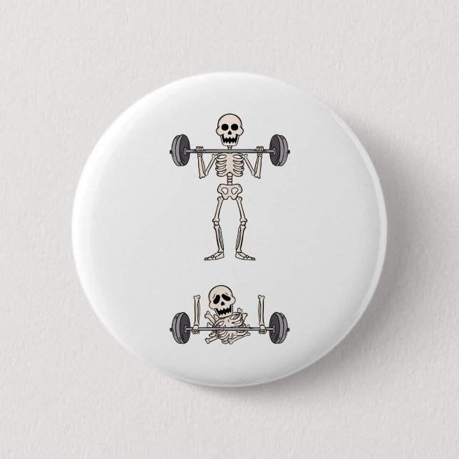 Skeleton Gym Funny Workout Gym Jokes Bodybuilding Knapp (Framsida)