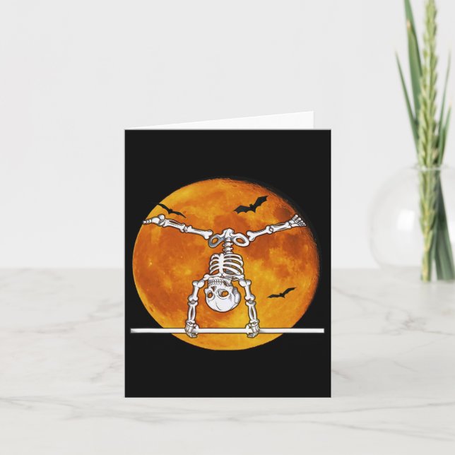 Skeleton Gymnastics Halloween Vågrät R Kort (Framsida)