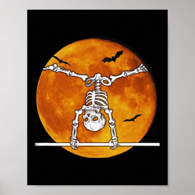 Skeleton Gymnastics Halloween Vågrät R Poster (Framsidan)