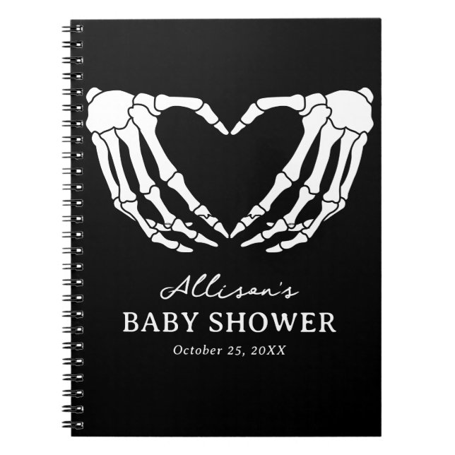 Skeleton Halloween Baby Shower Guest Bok Anteckningsbok (Framsidan)