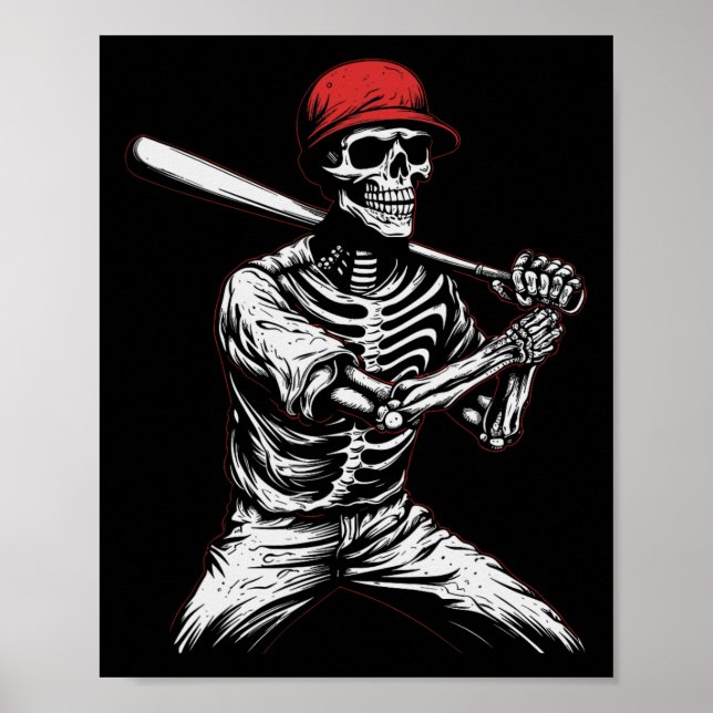 Skeleton Halloween Baseball Player 1 Poster (Framsidan)