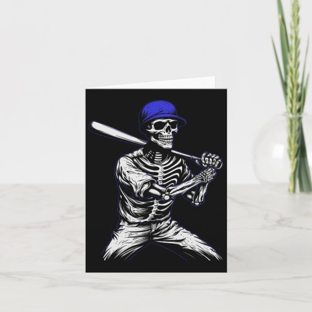 Skeleton Halloween Baseball Player Kort (Framsida)