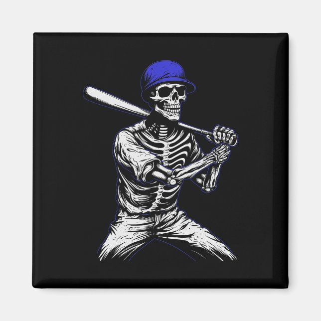 Skeleton Halloween Baseball Player Magnet (Framsidan)