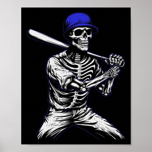 Skeleton Halloween Baseball Player Poster (Framsidan)
