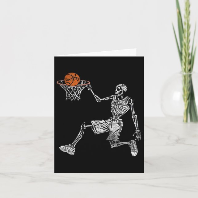 Skeleton Halloween Basketball Player Basketballer Kort (Framsida)