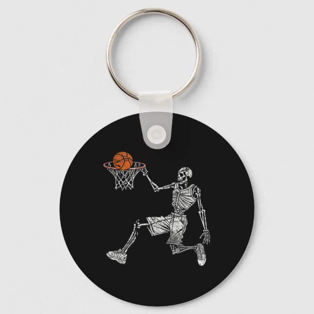 Skeleton Halloween Basketball Player Basketballer Nyckelring (Framsida)