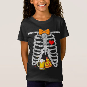 Skeleton Halloween Beer Pizza Funny Gravid Coup T Shirt