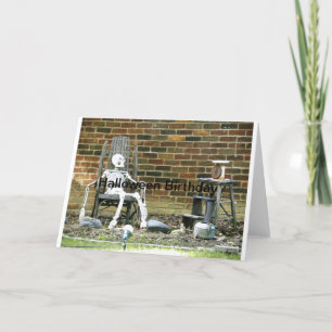 Skeleton Halloween Birthday Kort