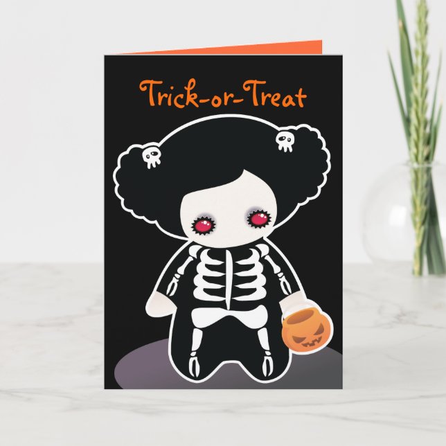 Skeleton Halloween Card-för barn Kort (Framsida)