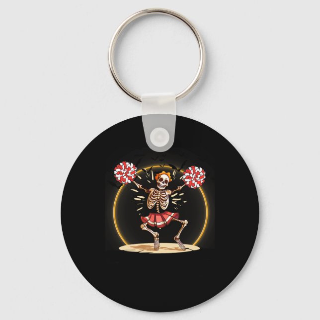 Skeleton Halloween Cheer Skeleton CheerLeader Nyckelring (Framsida)