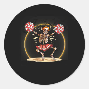 Skeleton Halloween Cheer Skeleton CheerLeader Runt Klistermärke