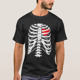 Skeleton Halloween Costume Heart Rib Cage Bones X- T Shirt