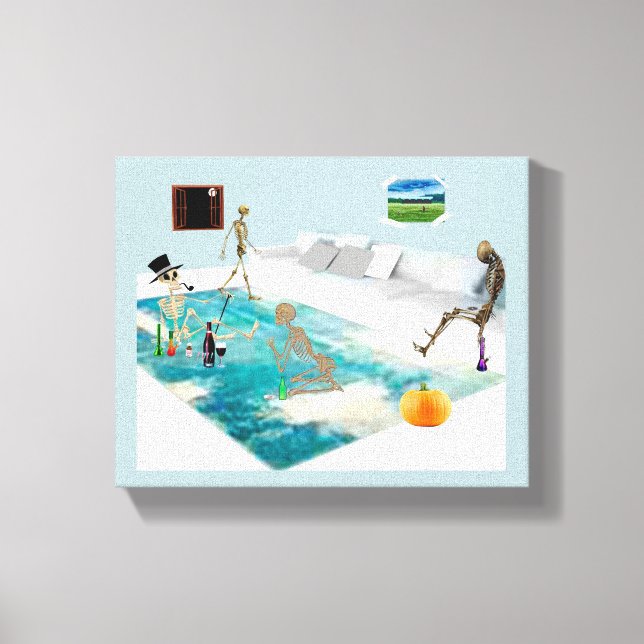 Skeleton Halloween fest Canvastryck (Framsida)