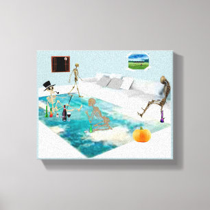 Skeleton Halloween fest Canvastryck