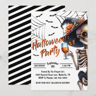 Skeleton Halloween fest Inbjudningar