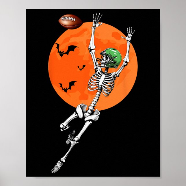 Skeleton Halloween-fotbollsspelare Poster (Framsidan)
