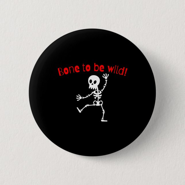 Skeleton Halloween Funny Bone Vild Knapp (Framsida)