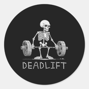 Skeleton Halloween Funny Viktupplyftningskostumma Runt Klistermärke