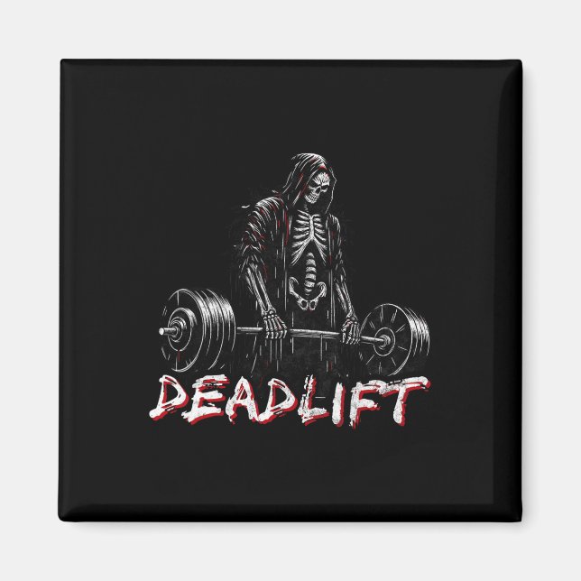 Skeleton Halloween Gym Jokes Weightlift Workout Magnet (Framsidan)