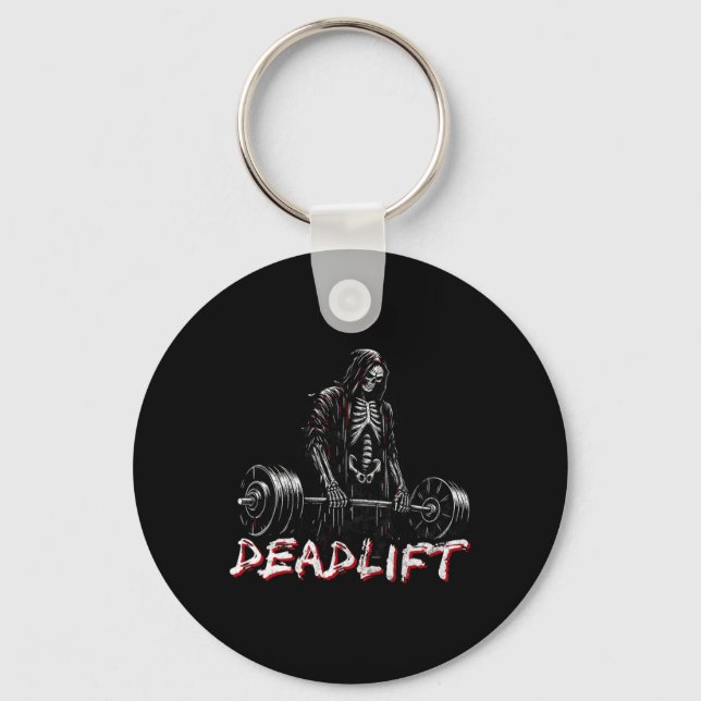 Skeleton Halloween Gym Jokes Weightlift Workout Nyckelring (Framsida)