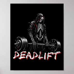 Skeleton Halloween Gym Jokes Weightlift Workout Poster