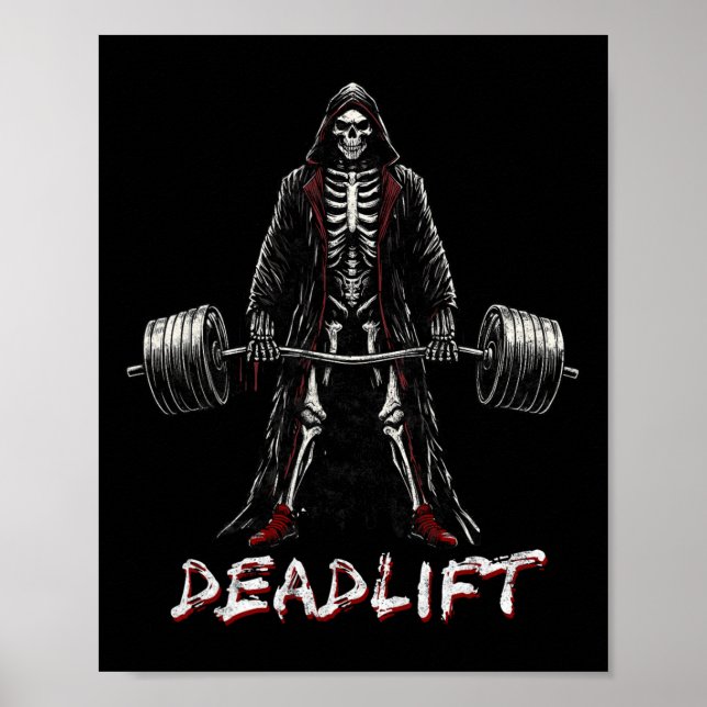 Skeleton Halloween Gym Jokes Weightlift Workout Poster (Framsidan)