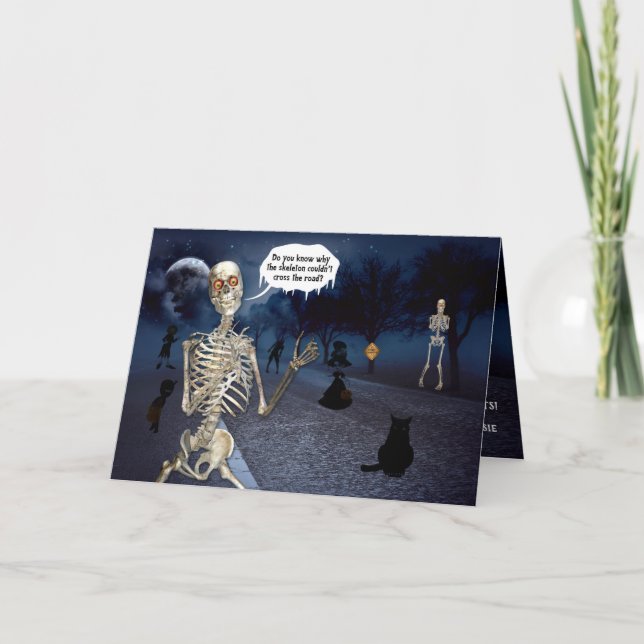 Skeleton Halloween Joke Kort (Framsida)