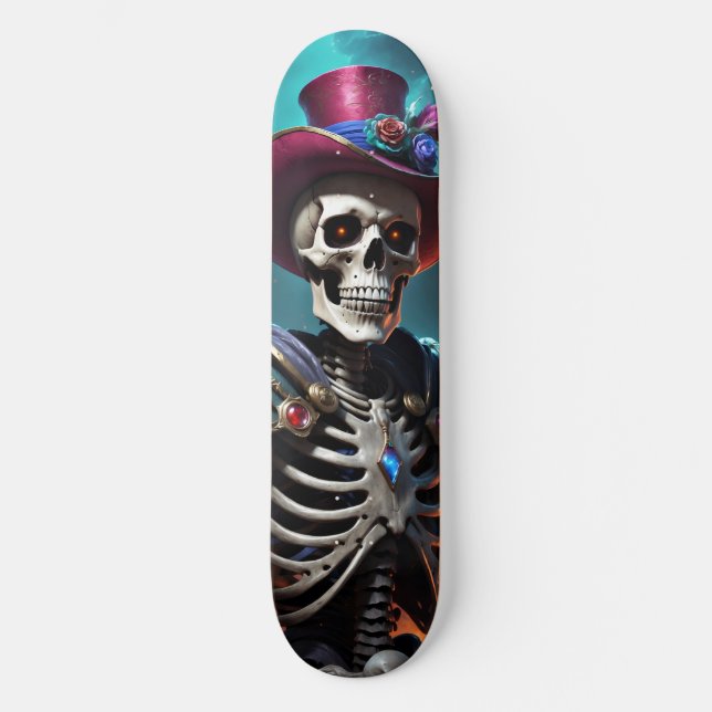 Skeleton, Halloween, Kap, Fantasy, Warrior, Skull Mini Skateboard Bräda 18,5 Cm (Framsida)