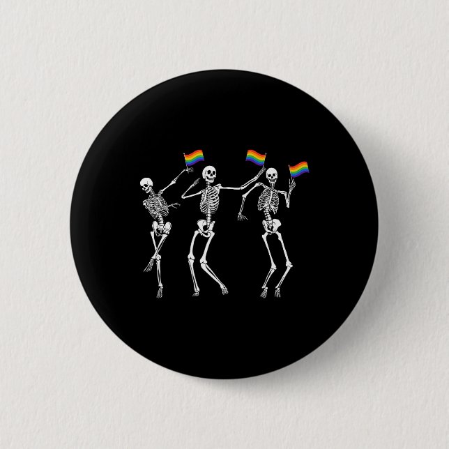 Skeleton Halloween Lgbt Flagga Skeleton Gay pride  Knapp (Framsida)