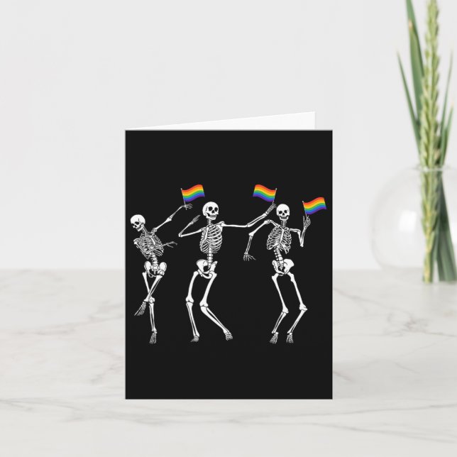 Skeleton Halloween Lgbt Flagga Skeleton Gay pride  Kort (Framsida)