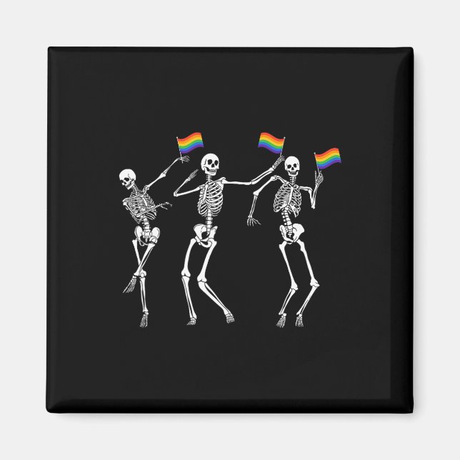 Skeleton Halloween Lgbt Flagga Skeleton Gay pride  Magnet (Framsidan)