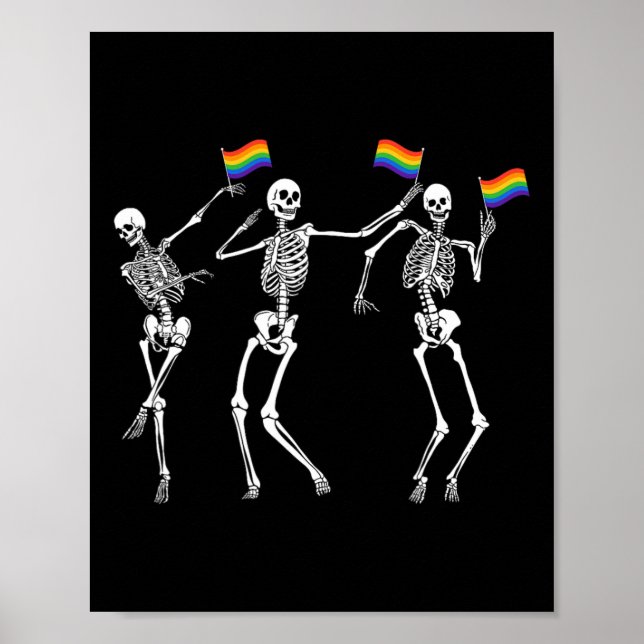 Skeleton Halloween Lgbt Flagga Skeleton Gay pride  Poster (Framsidan)