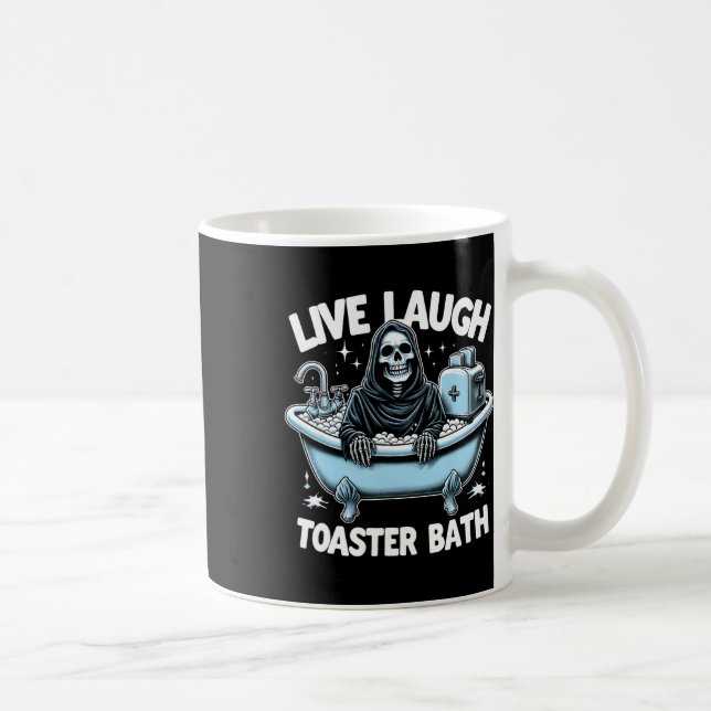 Skeleton Halloween Live Laugh Toaster Bath Design Kaffemugg (Höger)