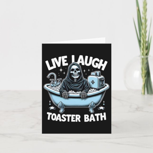 Skeleton Halloween Live Laugh Toaster Bath Design Kort (Framsida)