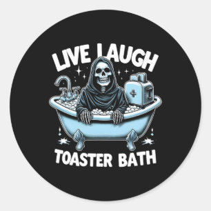 Skeleton Halloween Live Laugh Toaster Bath Design Runt Klistermärke