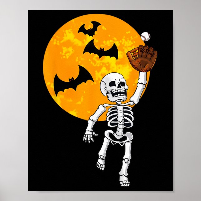 Skeleton Halloween Manar Boys Baseball Halloween 1 Poster (Framsidan)