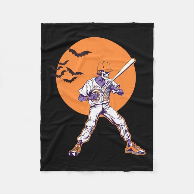 Skeleton Halloween Manar Boys Baseball Halloween Fleecefilt (Framsidan)