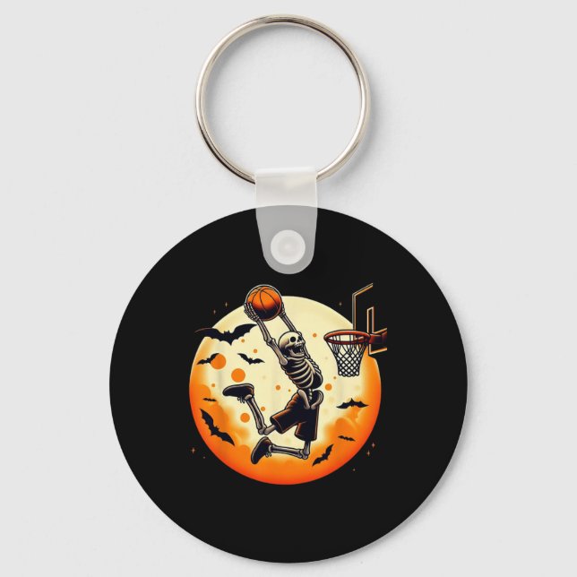 Skeleton Halloween Manar Boys Basketball Halloween Nyckelring (Framsida)
