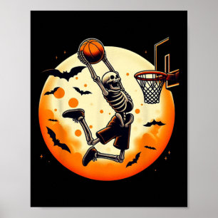 Skeleton Halloween Manar Boys Basketball Halloween Poster