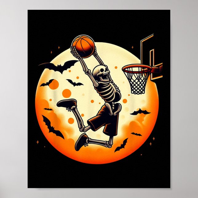 Skeleton Halloween Manar Boys Basketball Halloween Poster (Framsidan)
