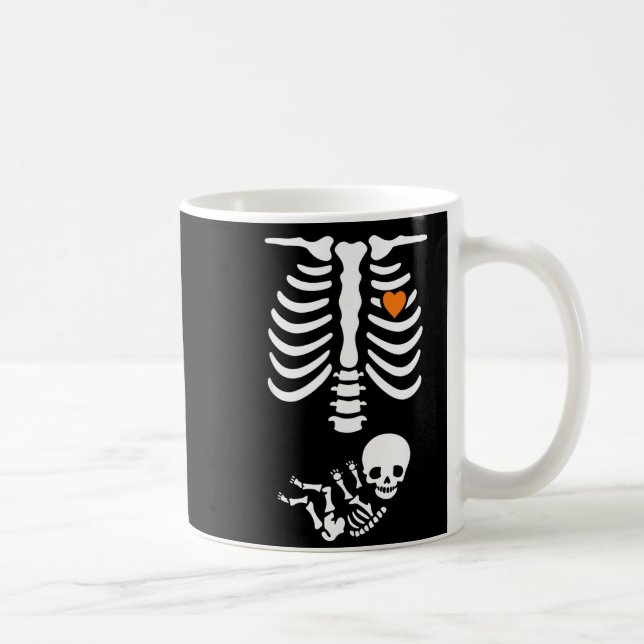 Skeleton Halloween Maternity Funny Pregnancy 2025  Kaffemugg (Höger)