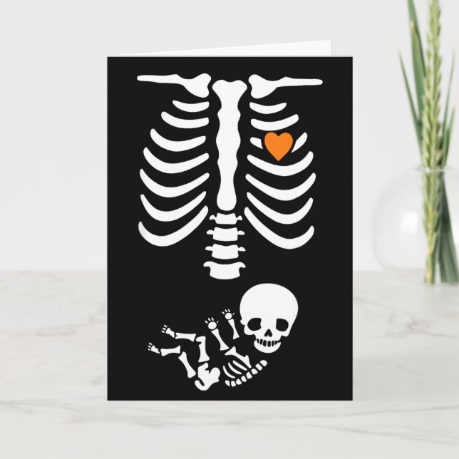 Skeleton Halloween Maternity Funny Pregnancy 2025  Kort (Framsida)