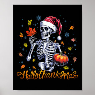 Skeleton Halloween Mery Lycklig HalloTack Poster