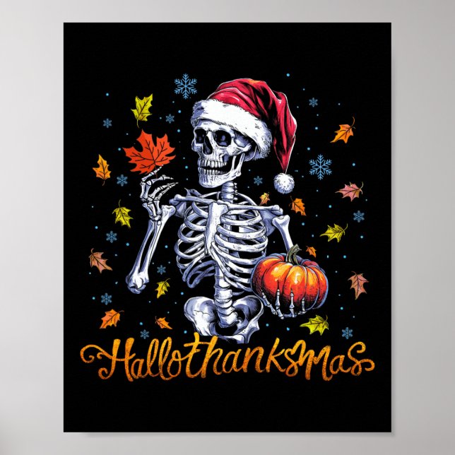 Skeleton Halloween Mery Lycklig HalloTack Poster (Framsidan)